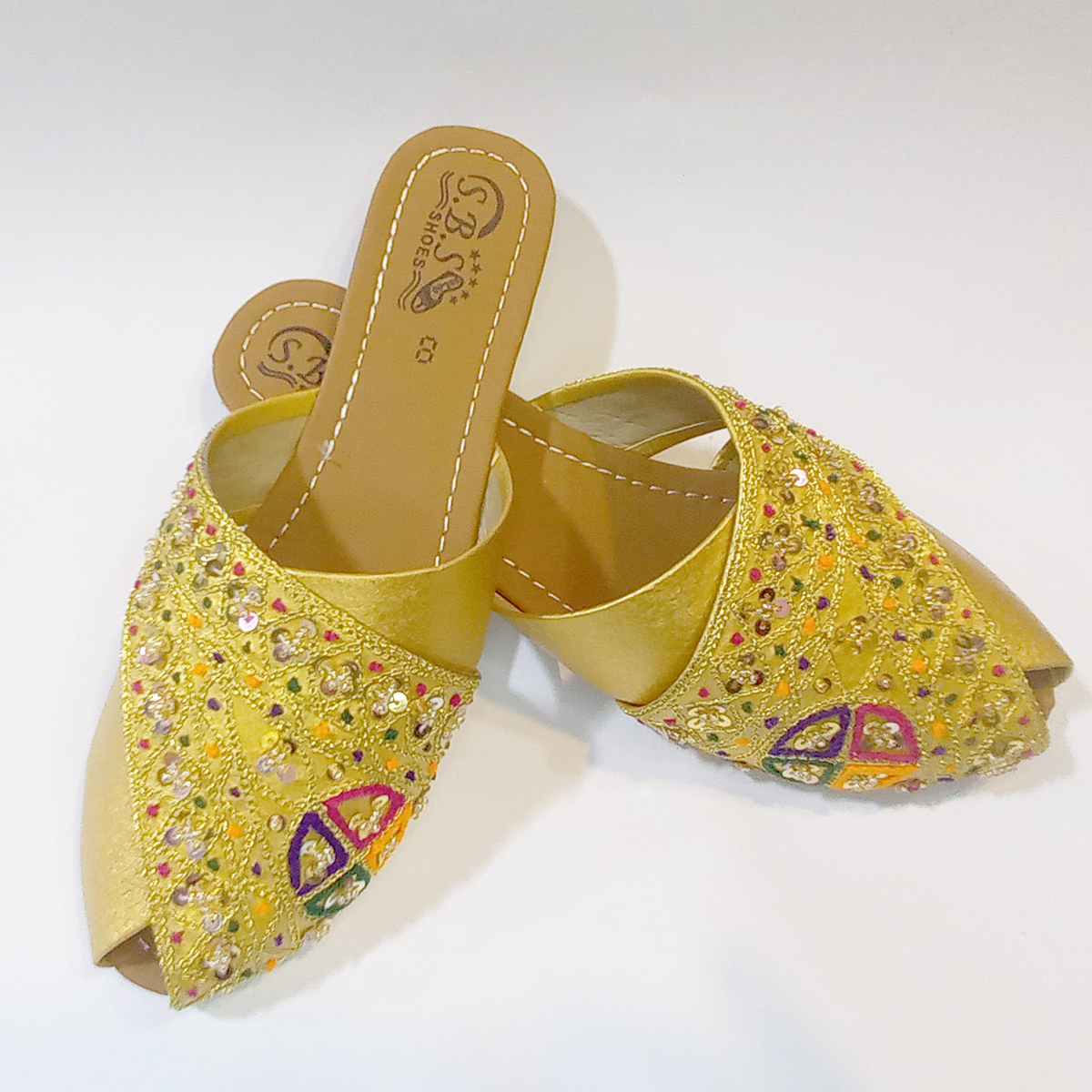 Multi shade Embroidery Slipper | Handcrafted Embroidery | For Girls, Women, & Housewives | Ji Baji Ji | Eid, Party & Casual Functions