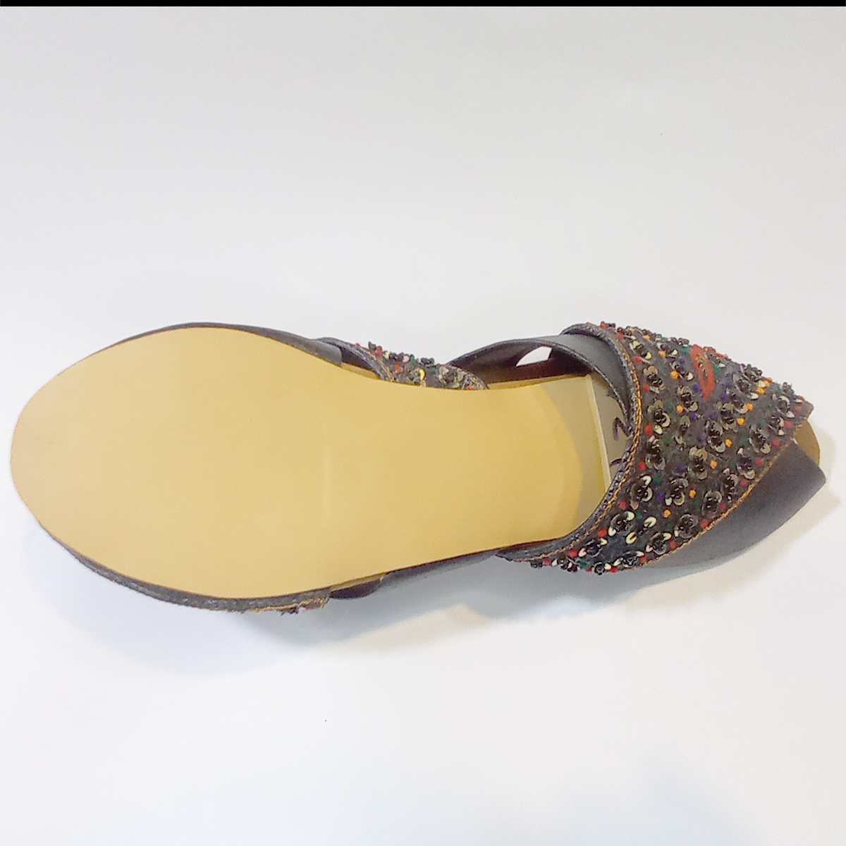 Charcoal Black Sitara Embroidery Slipper | Handcrafted Embroidery | For Girls, Women, & Housewives | Ji Baji Ji | Eid, Party & Casual Functions