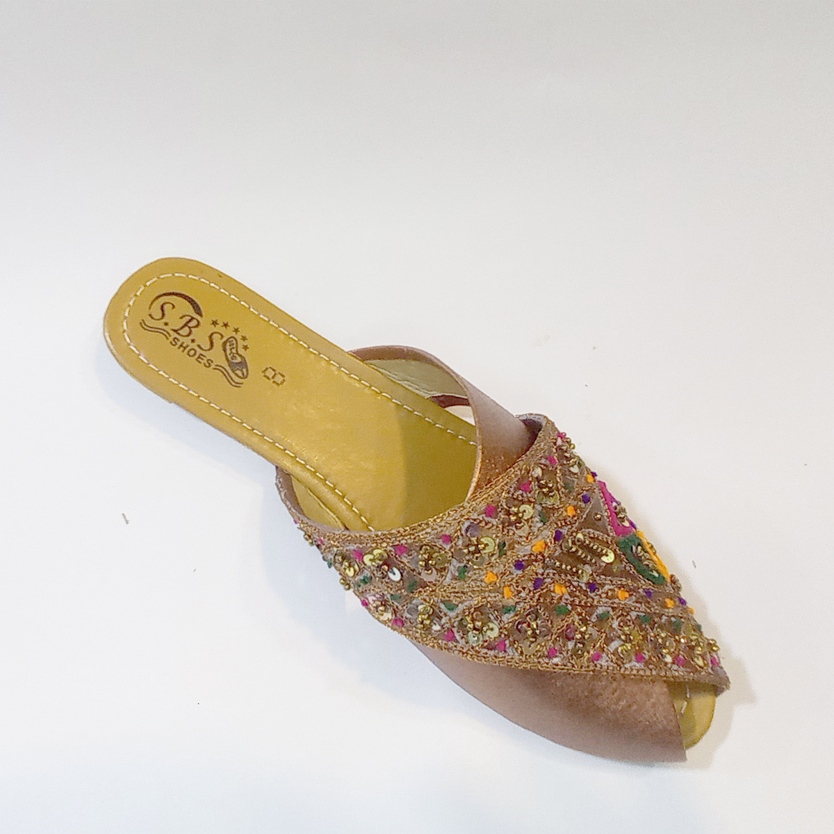 Pink Reshmi Thread and Sitara Embroidery Slipper | Handcrafted Embroidery | For Girls, Women, & Housewives | Ji Baji Ji | Eid, Party & Casual Functions